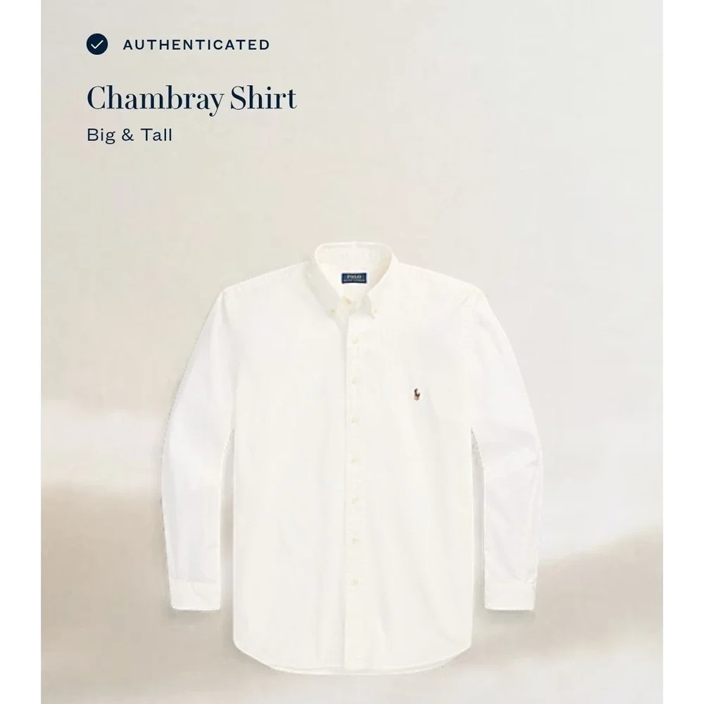 Polo Ralph Lauren Garment Dyed White Chambray Button Down Shirt Men's Size 3XLT